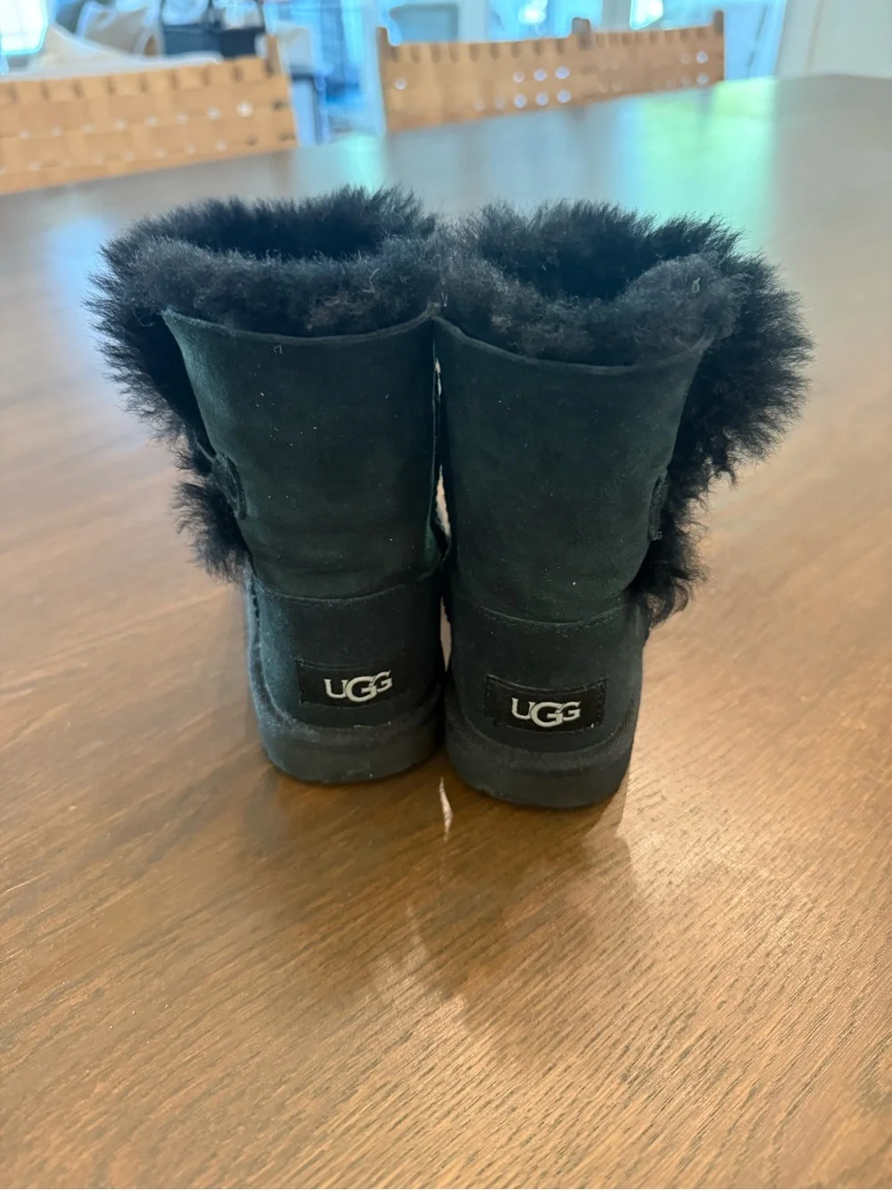 Kids UGG Black Faux-Fur Winter Boots